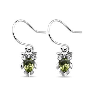 Silver thai Sterling Silver Teardrop Peridot Hook Earringsต่างหูเงินสีเพอริดอทตะขอเงินแท้925