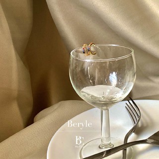 TheB.Co •Beryle ต่างหูห่วงคริสตัล 14K Gold Plated