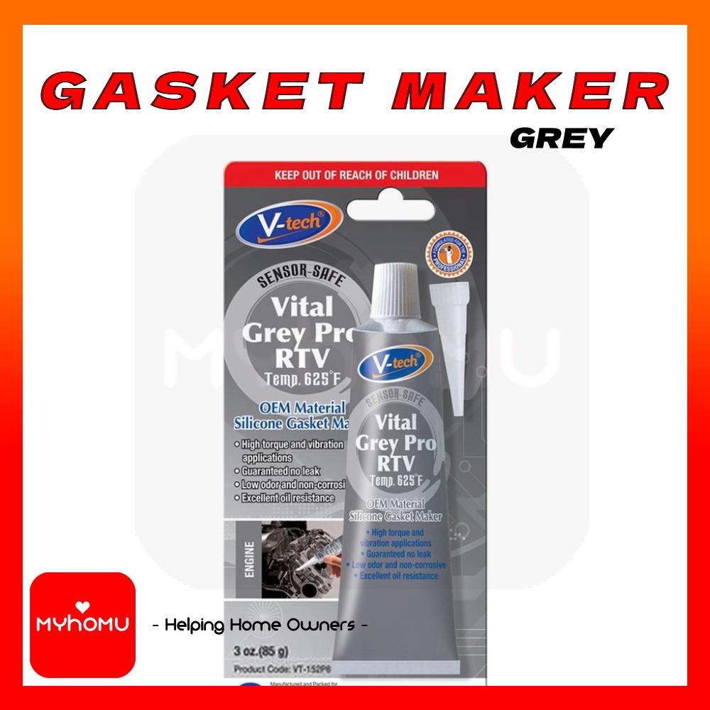 V-TECH VITAL GREY PRO RTV สูง TEMPERATURE VT-152P 3OZ 85G GASKET MAKER GAM GASKET SILICONE GASKET 00