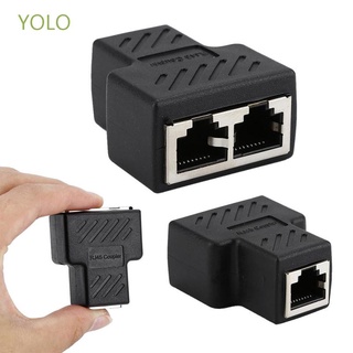 Yolo สายเคเบิ้ลเชื่อมต่อเครือข่ายอีเธอร์เน็ต Coupler Rj45 Splitter Docking Plug Extender Lan 1-2 Ways Female