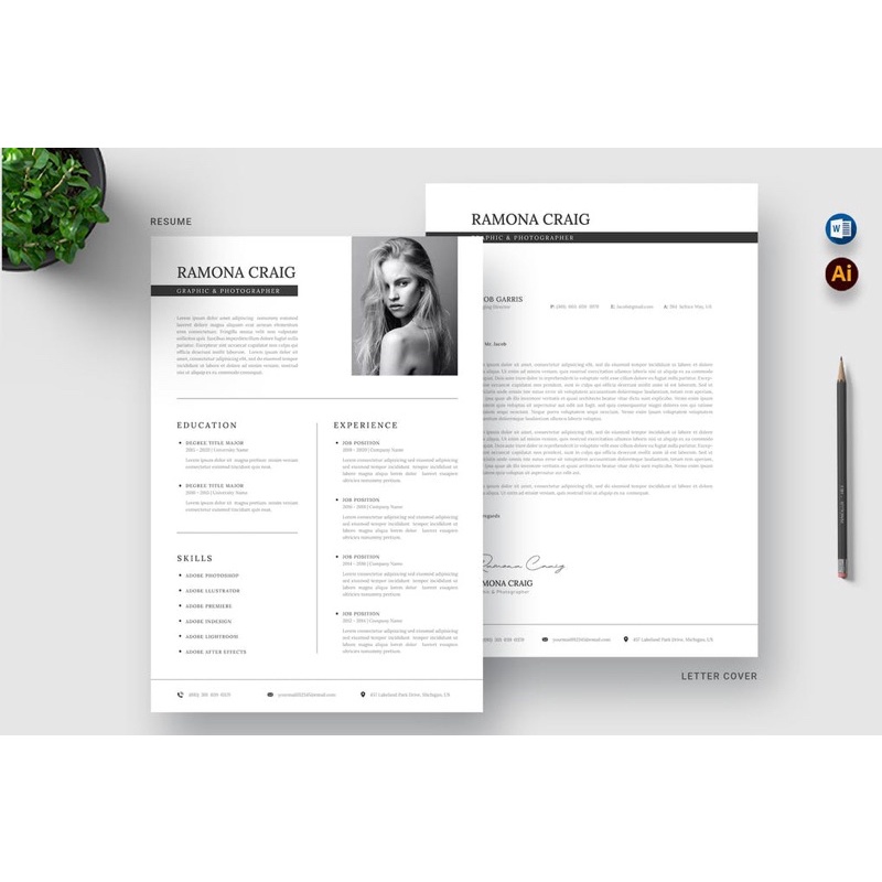 resumeแก้ใน word ได้ - black and white