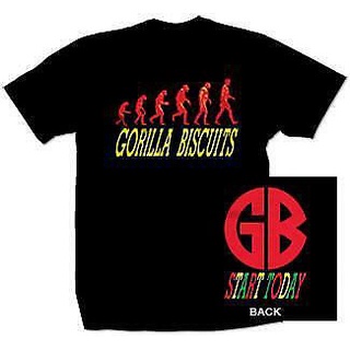 เสื้อยืดโอเวอร์ไซส์เสื้อยืดคอกลม แขนสั้น พิมพ์ลาย Gorilla Biscuits "Start Today" Baju Lelaki สําหรับผู้ชายS-3XL