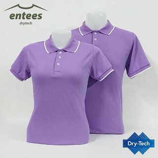 เสื้อโปโล DryTech สีม่วง ปกริ้วสีขาว