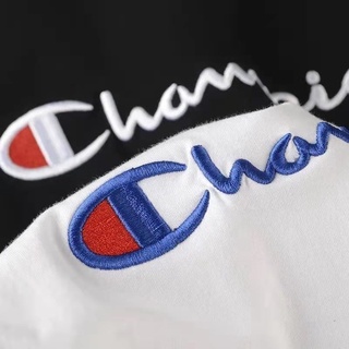 เสื้อยืดแขนสั้น ผ้าฝ้าย พิมพ์ลายตัวอักษร Champion สําหรับผู้ชาย และผู้หญิง