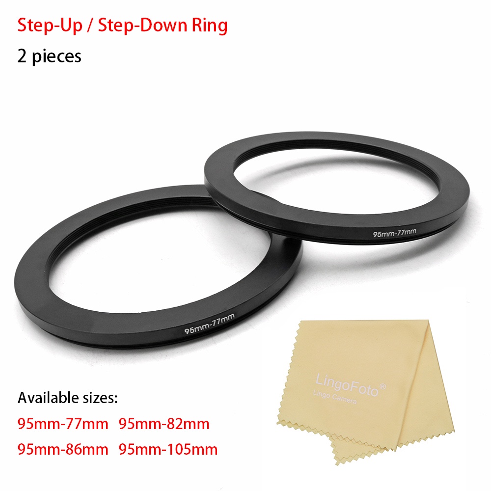 2 pieces Step Up Step Down Ring Filter Adapter Ring with a Lens