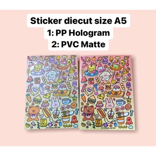 Sticker A5 ดีเทลงานน่ารักๆ ลายแน่นเต็มแผ่น (ไดคัทแล้ว ลอกแปะได้เลย กันน้ำ)