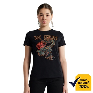 เสื้อขาว Mc Jeans เสื้อยืดแขนสั้น ผู้หญิง MC BIKER คอกลม สีดำ ผ้านุ่ม ระบายอากาศได้ดี MTSZ729