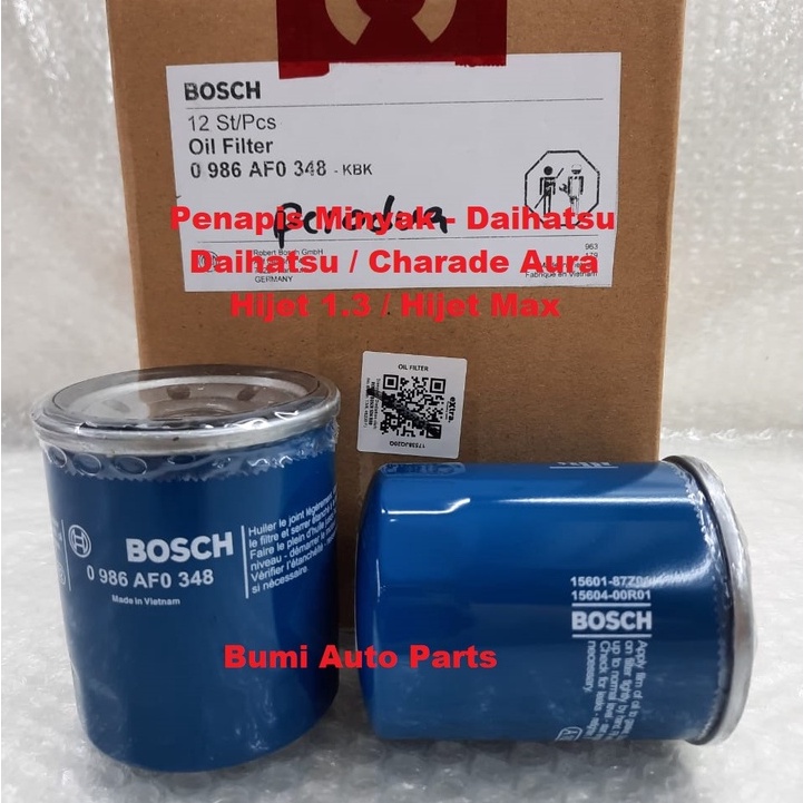 กรองน้ํามันเครื่อง Bosch สําหรับ Daihatsu / Charade Aura / Hijet 1.3 / Hijet Max - 0986AF0348 - Daih