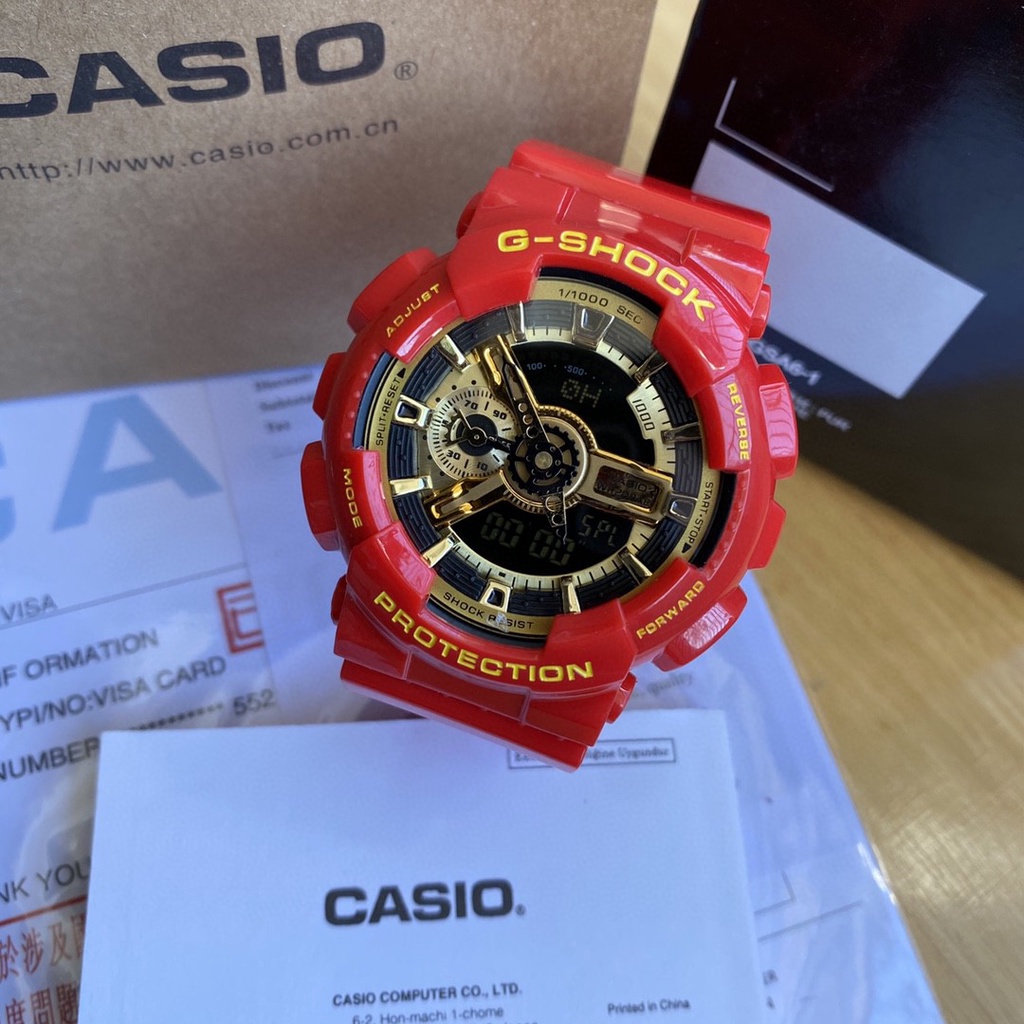 GA-110/GA-100 series นาฬิกา GA-110 สีแดง GA110 นาฬิกาแฟชั่น สายนาฬิกาเรซิ่น V748