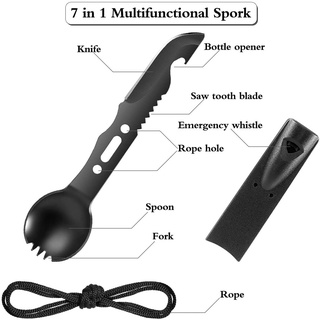 ช้อนส้อมมีดพกพา7 In 1 Spork Camping