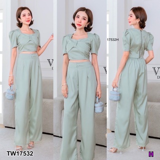 TW17532  Set 2 ชิ้น เซตขายาว อกแต่งโบว์ใหญ่ เสื้อซิปหลัง มาพร้อมกางเกงขายาว งานสุดหรู ทรงเข้ารูปสวย งานน่ารักๆดีไซน์เ