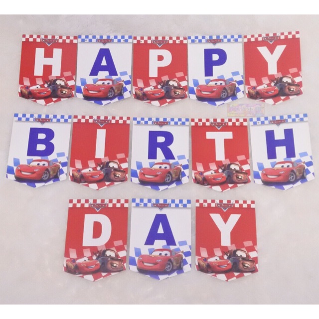 แบนเนอร์ - Bunting Flag Happy Birthday Cars - Macqueen
