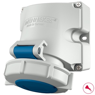 MENNEKES - 9301 เพาเวอร์ซ็อกเก็ตตัวเมียยึดผนัง 16a กันน้ำ กันฝุ่น (IP67 Blue Wall Mount 3P 25 ° Industrial Power Socket,