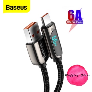 💜ถูกจริง/ส่งไว📦Baseus สายชาร์จพร้อมจอแสดงแรงดันไฟฟ้า Huawei 66W Type C รองรับ SuperCharge 5A QC3.0 Xiaomi CHARGE TURBO