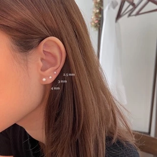 A.piece ต่างหูมุกเงินแท้ [all silver 925] Basic Pearl