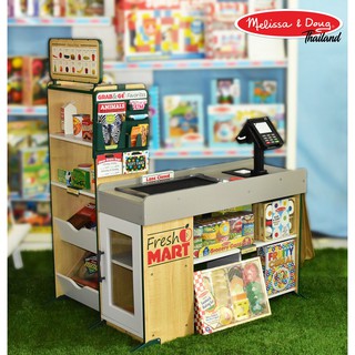 Melissa &amp; Doug รุ่น 9340 Fresh Mart Grocery Store ชุดซุปเปอร์ เล่นแบบเสริมจินตนาการ ส่งเสริมความสนใจในสิ่งรอบข้างและชีว