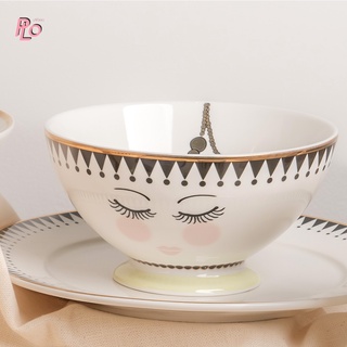 ชามข้าว จาน Philos , Miss Etoile Bowl Ceramic Eyes &amp; Dot Zig zag : BW162 | ชามเซรามิคสำหรับใส่อาหาร ลายสวยๆน่ารักๆ