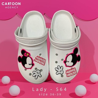 ใหม่ งานพาสเทล !! รองเท้าหัวโตผู้ใหญ่ ทรง Crocs รัดส้น ลาย Minnie Mouse Mickey Mouse ลิขสิทธิ์แท้ ป้ายห้อย