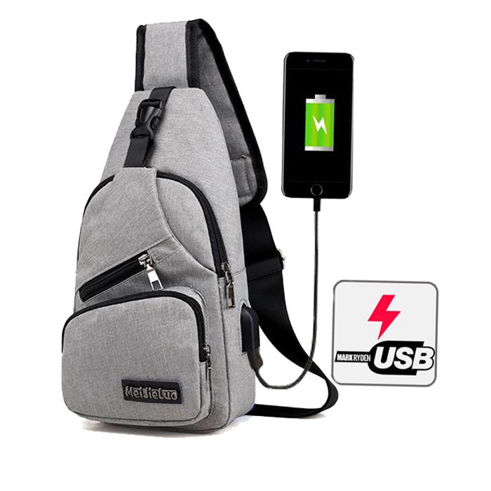 กระเป๋าสะพายขั้นสูงสบาย ๆ พอร์ต USB ชาร์จกระเป๋าสะพายมัลติฟังก์ชั่ความจุขนาดใหญ่แฟชั่นกระเป๋า Messenger ถุงผ้าใบป่า