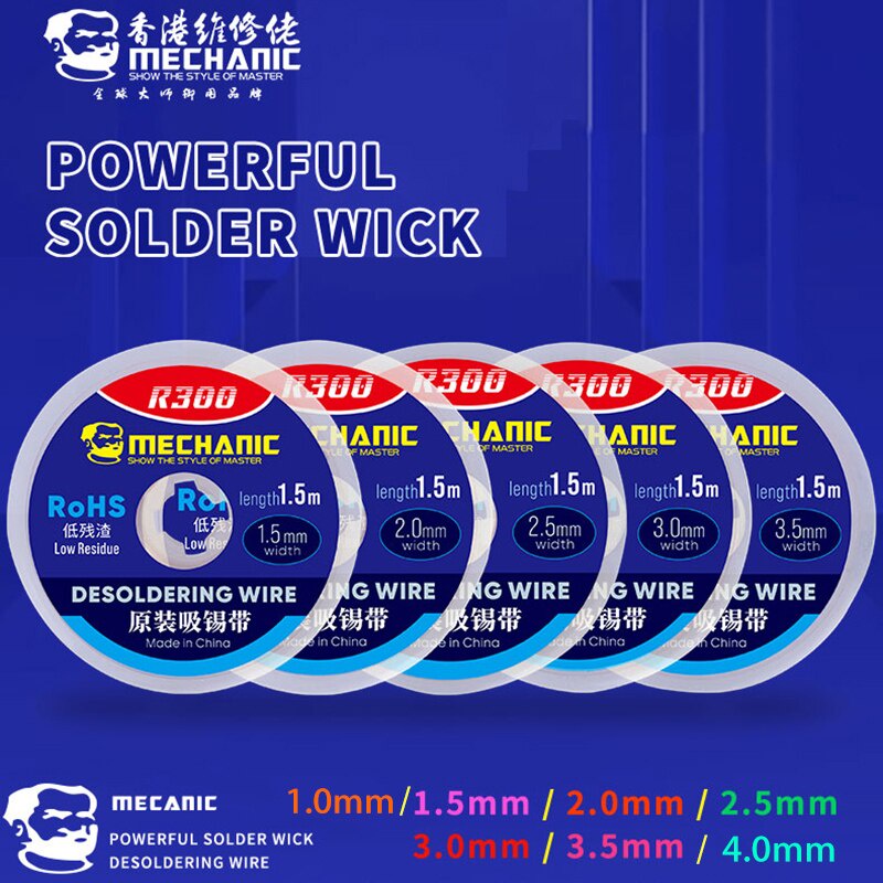 1.0/1.5/2.0/2.5/3.0/3.5/4.0 มม.1.5M MECHANIC Solder Wick Remover Desoldering Wire Desoldering Braid 