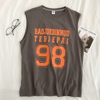 Men INS Fashion Tank Oversize 98 เสื้อกล้ามผู้ชาย เสื้อยืดผู้ชาย90 ลายอักษรสกีนมาใหม่