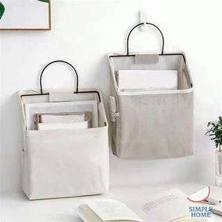 พร้อมส่ง! กระเป๋าผ้าเก็บของ กระเป๋าแขวนผนัง แขวนชั้นวางของ แขวนเข้ามุม สไตล์ญี่ปุ่น พร้อมที่แขวน