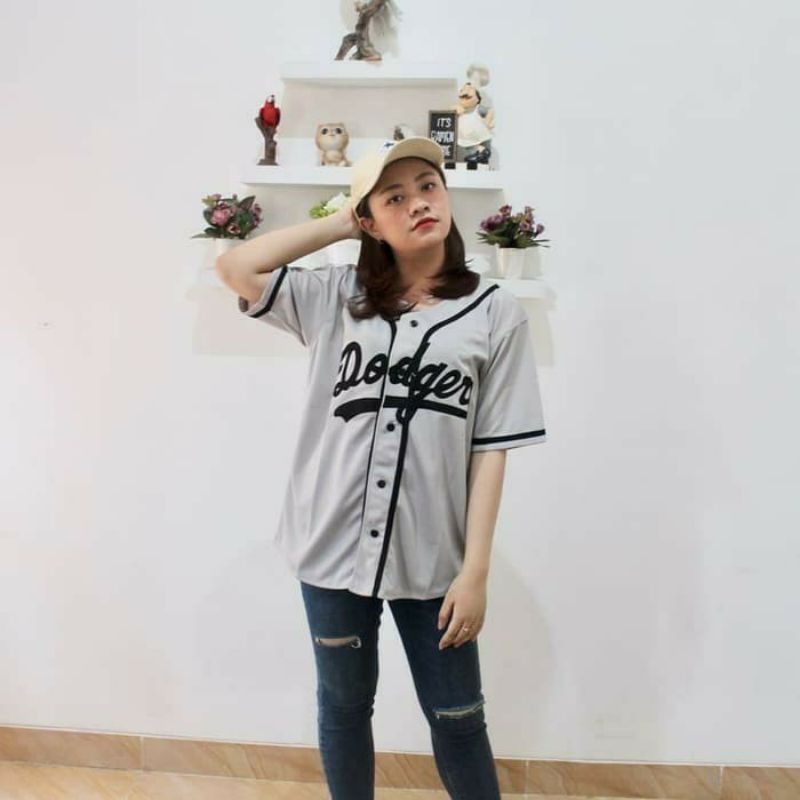เสื้อเบสบอล Dodgers สีเทา