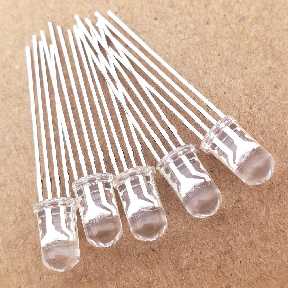 50pcs 5mm RGB Red green blue Transparent LED / Fog Four feet Controlled Common cathode