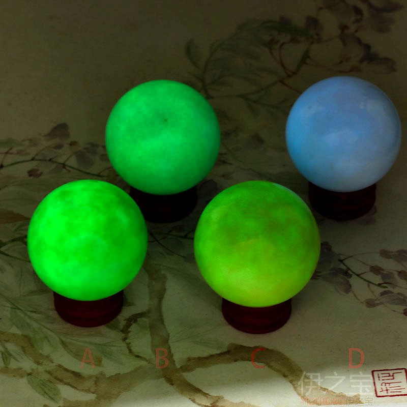 ลูกบอลหินมูนสโตนเรืองแสง สีฟ้า สีเขียว สําหรับตกแต่งในร่ม