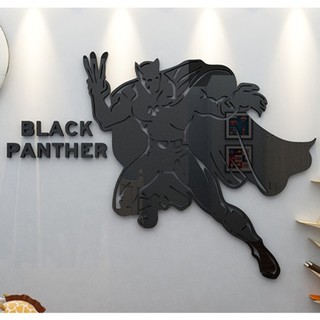 อะคริลิกตกแต่งผนังลายการ์ตูนซุปเปอร์ฮีโร่ black panther อะคริลิคลายการ์ตูน ของตกแต่งDIYอะคริลิค3D สติกเกอร์อะคริลิค