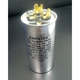 คาปาซิเตอร์ แคปรันแอร์ KAPATEK 30+1.5 uF 450 V 3 ขั้ว