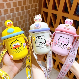 พร้อมส่ง❤️น่ารักถ้วยน้ำสาวหัวใจน่ารัก316สแตนเลสที่มีประโยชน์ถ้วยแบบพกพาเฉียงข้ามมูลค่าสูงนักเรียนฉนวนกันความร้อนcup