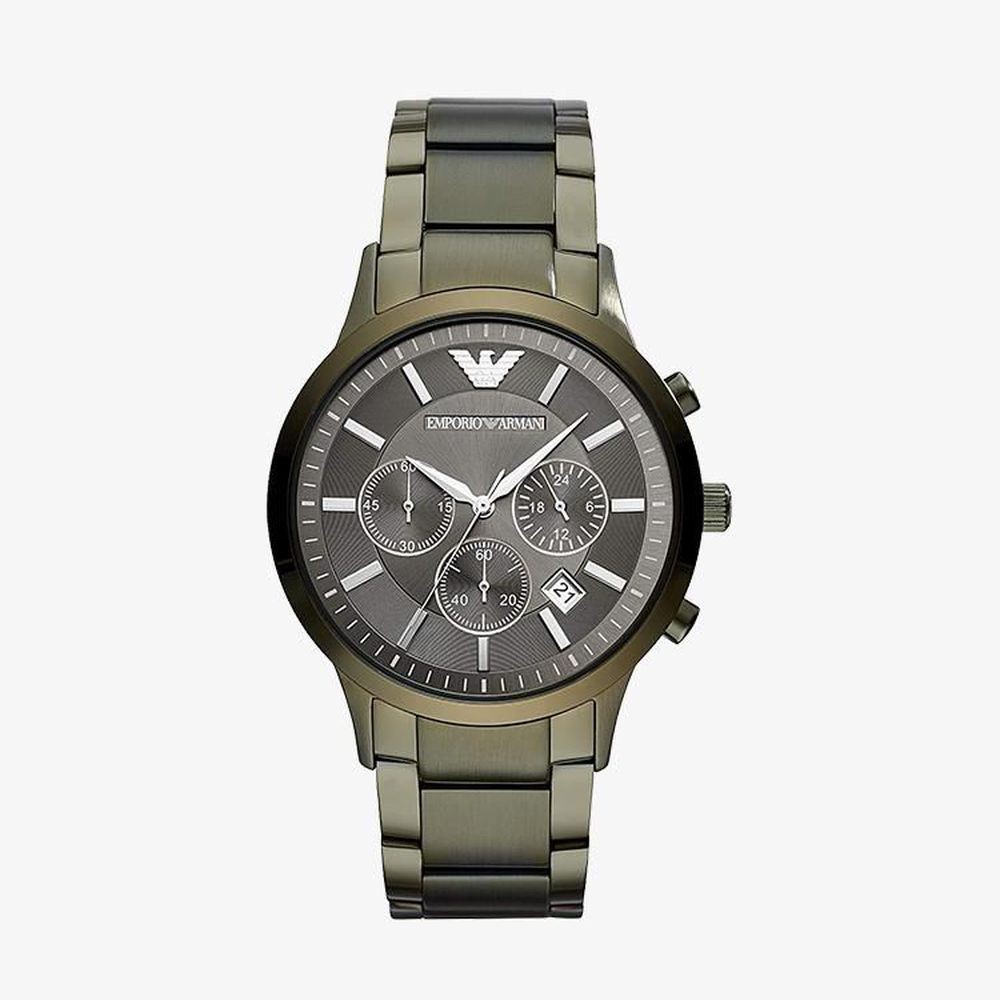 Emporio Armani นาฬิกาข้อมือผู้ชาย Dress Grey Dial Green รุ่น AR11117