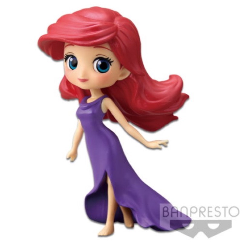 ของแท้ Q posket Ariel เงือกน้อย แอเรียล Petit ฟิกเกอร์ ตุ๊กตา โมเดล เจ้าหญิงดิสนีย์ เดรส สีม่วง ญี่ปุ่น Disney สูง 7 ซม