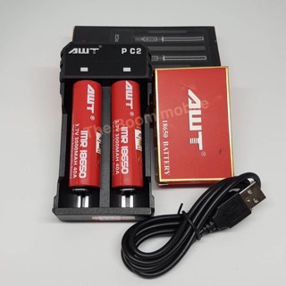 [ลด15% โค้ด PMB0103] เครื่องชาร์จ AWT PC2-2A+AWT18650 3000mAh 40A 2ก้อน ของแท้