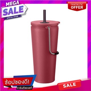 แก้วน้ำสูญญากาศ+หลอด LOCKNLOCK TUMBLER 540 มล. สีชมพู ภาชนะใส่น้ำและน้ำแข็ง VACUUM TUMBLER WITH STRAW LOCKNLOCK TUMBLER