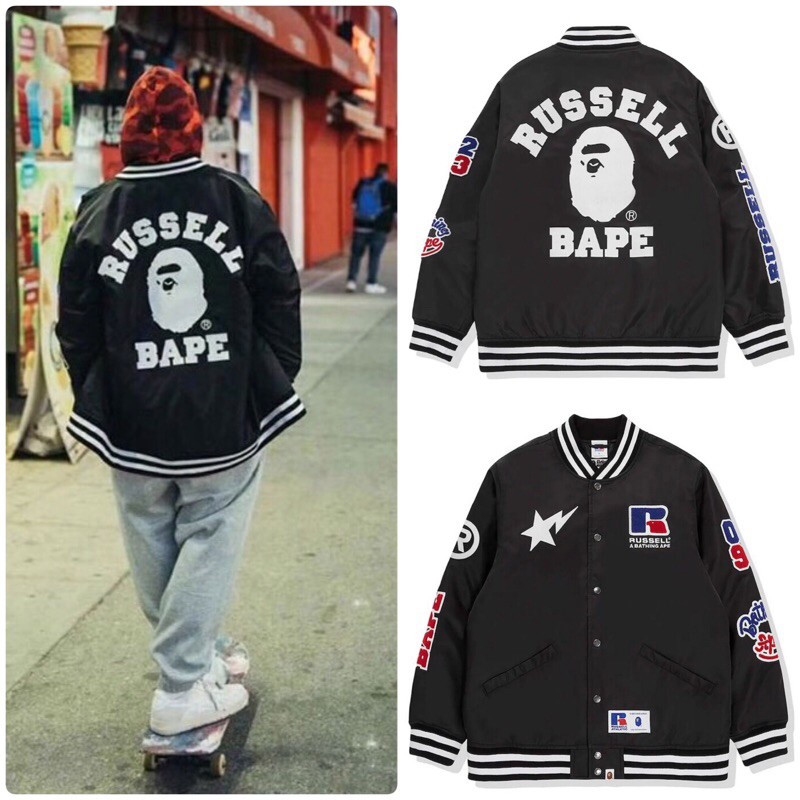 BAPE X RUSSELL COLLEGE VARSITY baseball jacket