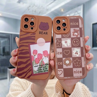 เคสไอโฟน 7 Plus 11 6 6S 8 Plus XR 11 12 13 PRO MAX X XS MAX Se 2020 6SPlus 7Plus 6Plus 8Plus XSMAX เคส ลายการ์ตูนหมี และช็อคโกแลต เคสโทรศัพท์มือถือ