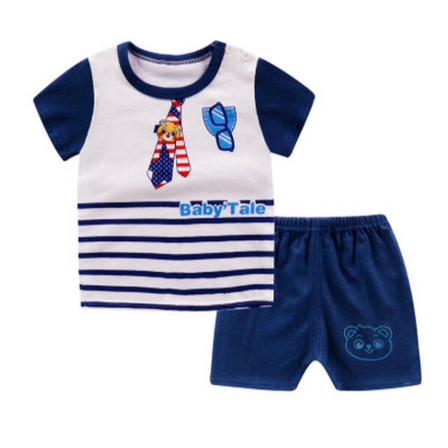 BG333A ชุดเด็ก เสื้อ+กางเกง คอตตอน 100% *เนคไทหมี* (0-6ด/6-12ด/1ข/2ข/3ข/4ข)