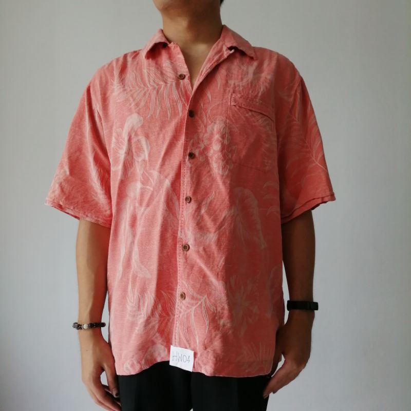 HW04 เสื้อฮาวาย​ มือสอง​ Jamaica Jaxx สีส้ม​ size XL