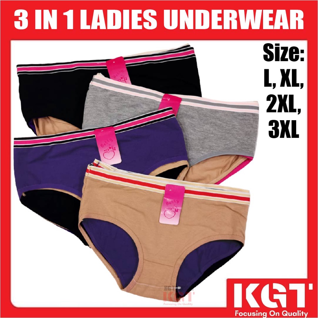 Ladies Brief 3in1 Seluar Dalam Perempuan 3in1 Ladies Underwear Ladies Panties 3 helai dengan 1 harga