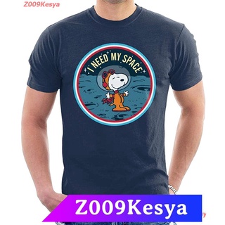 Z009Kesya เสื้อยืดผู้ชาย Peanuts Snoopy On The Moon I Need My Space Mens T-Shirt sale Peanuts