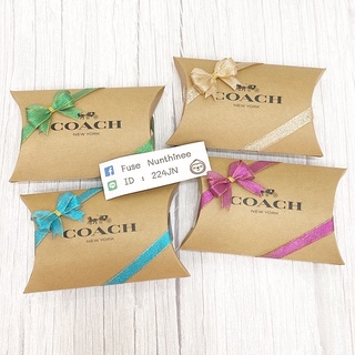 Coach กล่องกระดาษสีน้ำตาล สีขาว ทรงรูปไข่ ของแท้ นำเข้า usa พร้อมโบว์