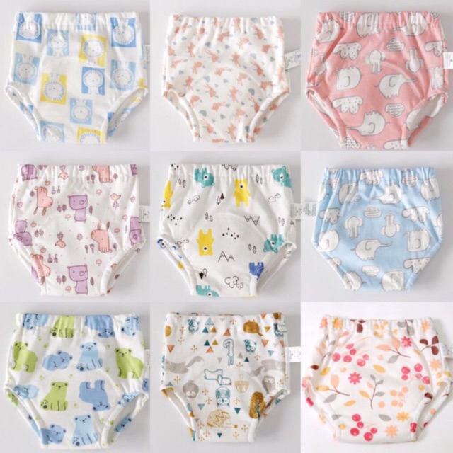 กางเกงผ้าอ้อมซับฉี่ซักได้ ผ้าคอตตอนนุ๊ม นุ่มก ไซส์ 100 เอวยางยืด สำหรับ (11-16 kgs👍)