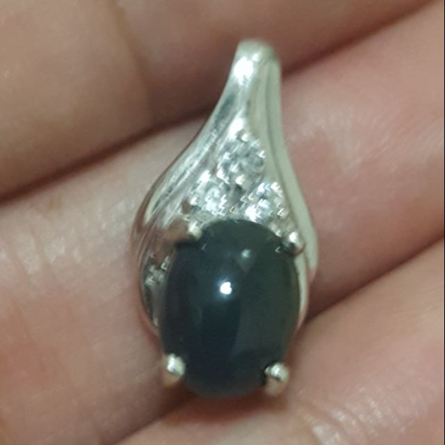 จี้เงินแท้925 โอปอลแท้ โอปอลดำ (Natural black opal pendant)