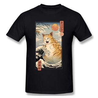 Vintage Catzilla Japanese T Shirt Harajuku Plus Size O-neck Cotton Short Sleeve Anime Shirt