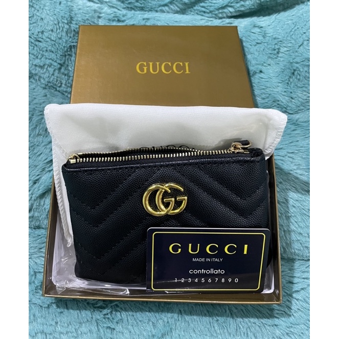 มือ1 พร้อมส่ง✅ กระเป๋าสตางค์ ใส่เหรียญ Gucciสีดำ 6 นิ้ว
