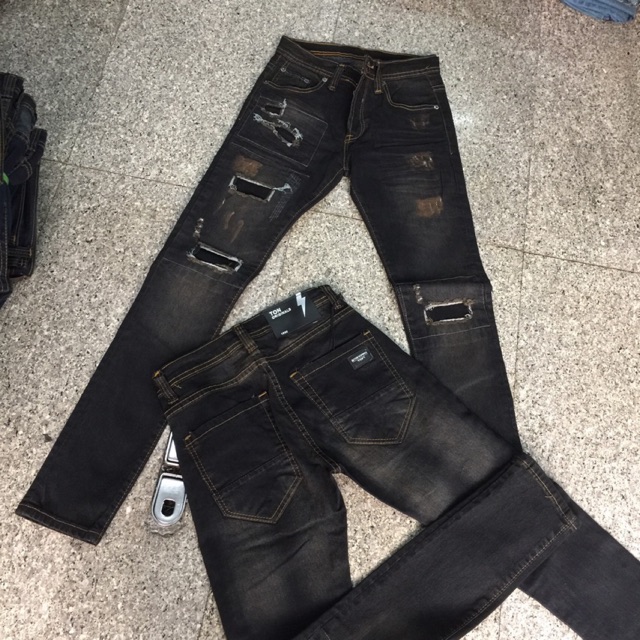 กางเกงยีนส์ ขาเดฟ ปะสามจุด ไม่ชอบรัดเพิ่ม1เบอร์