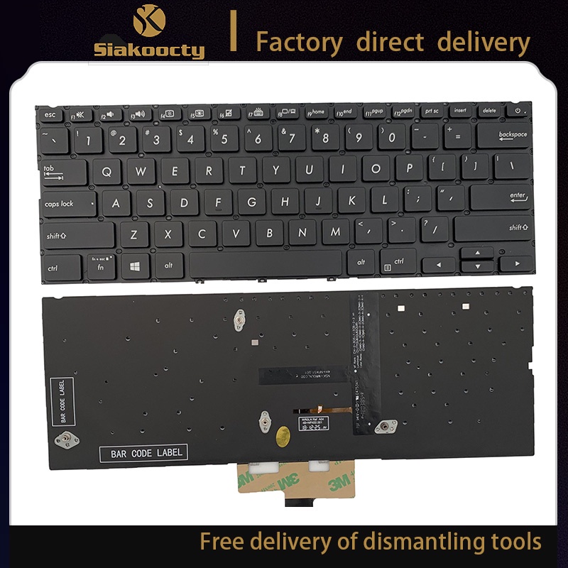 Siakoocty US Backlit แป้นพิมพ์แล็ปท็อปสําหรับ ASUS Zenbook 14 UX433 UX433F UX433FA UX433FN UX433FL U
