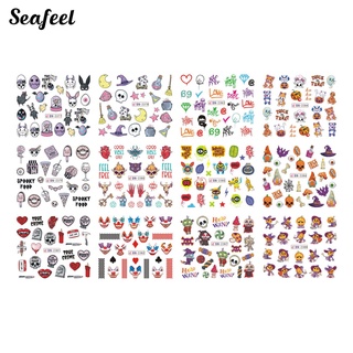 Seafeel_ สติกเกอร์ติดเล็บ ลายฮาโลวีน สยองขวัญ สําหรับตกแต่งเล็บ